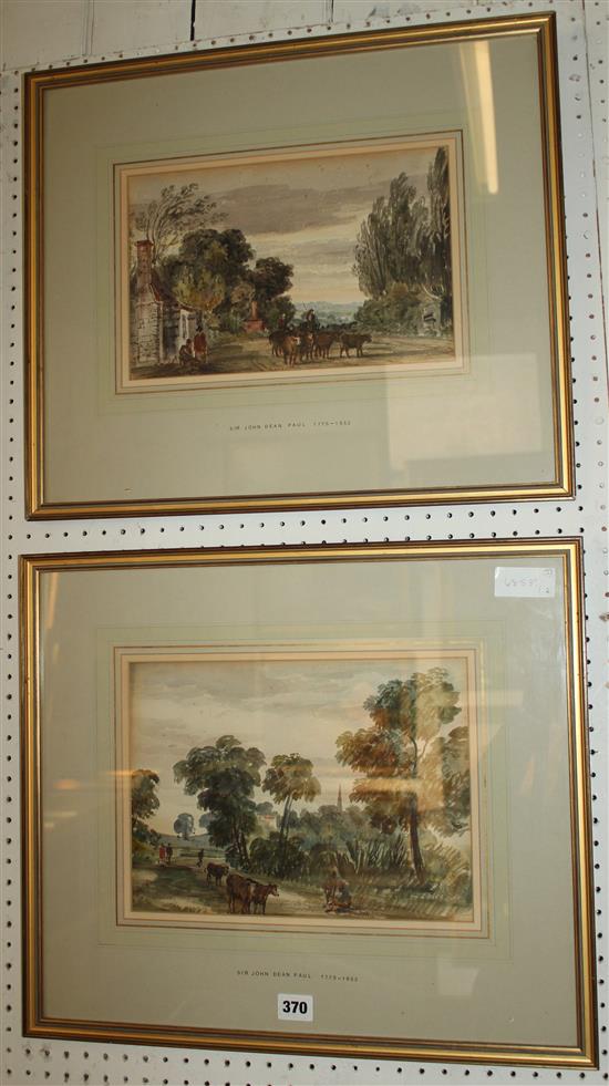 Sir John Dean Paul- pair of watercolours